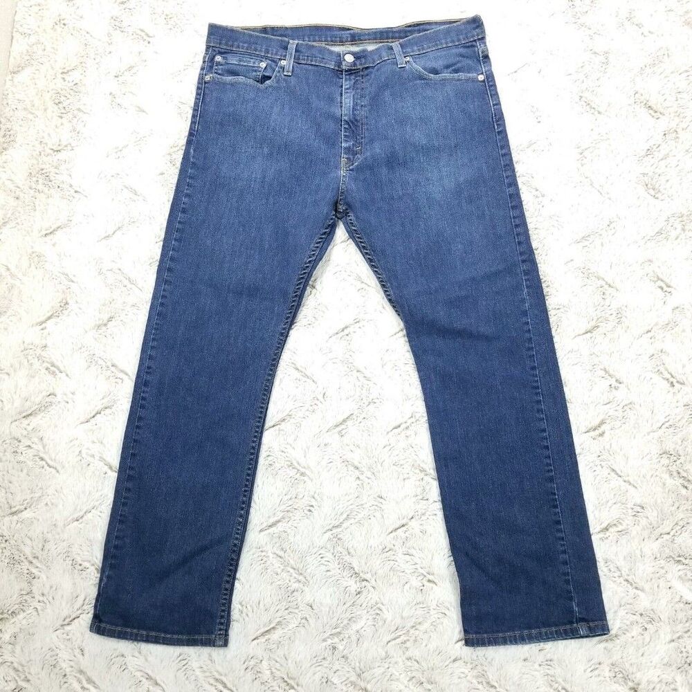 Levis Jeans Mens 38×30 Blue 513 Regular Straight Dark Wash Denim